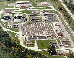 View of a wastewater treatment plant